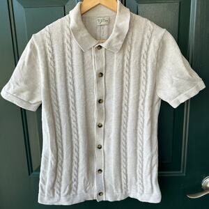 HTF J.Crew Knit Polo Sweater Men XS Chunky Cotton Preppy Skater Palm Springs